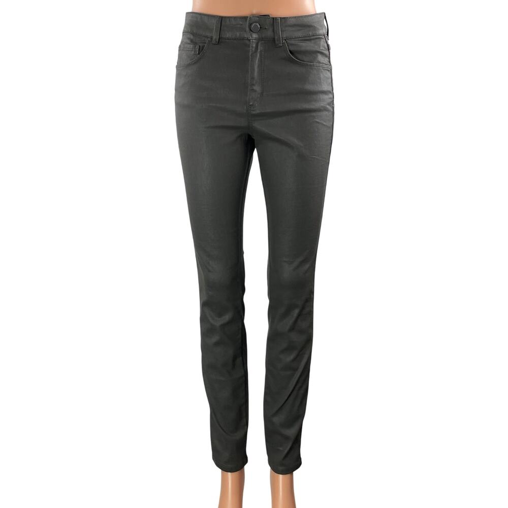 Massimo Dutti Women's Black Coated High Rise Slim Skinny Denim Jeans Size 4